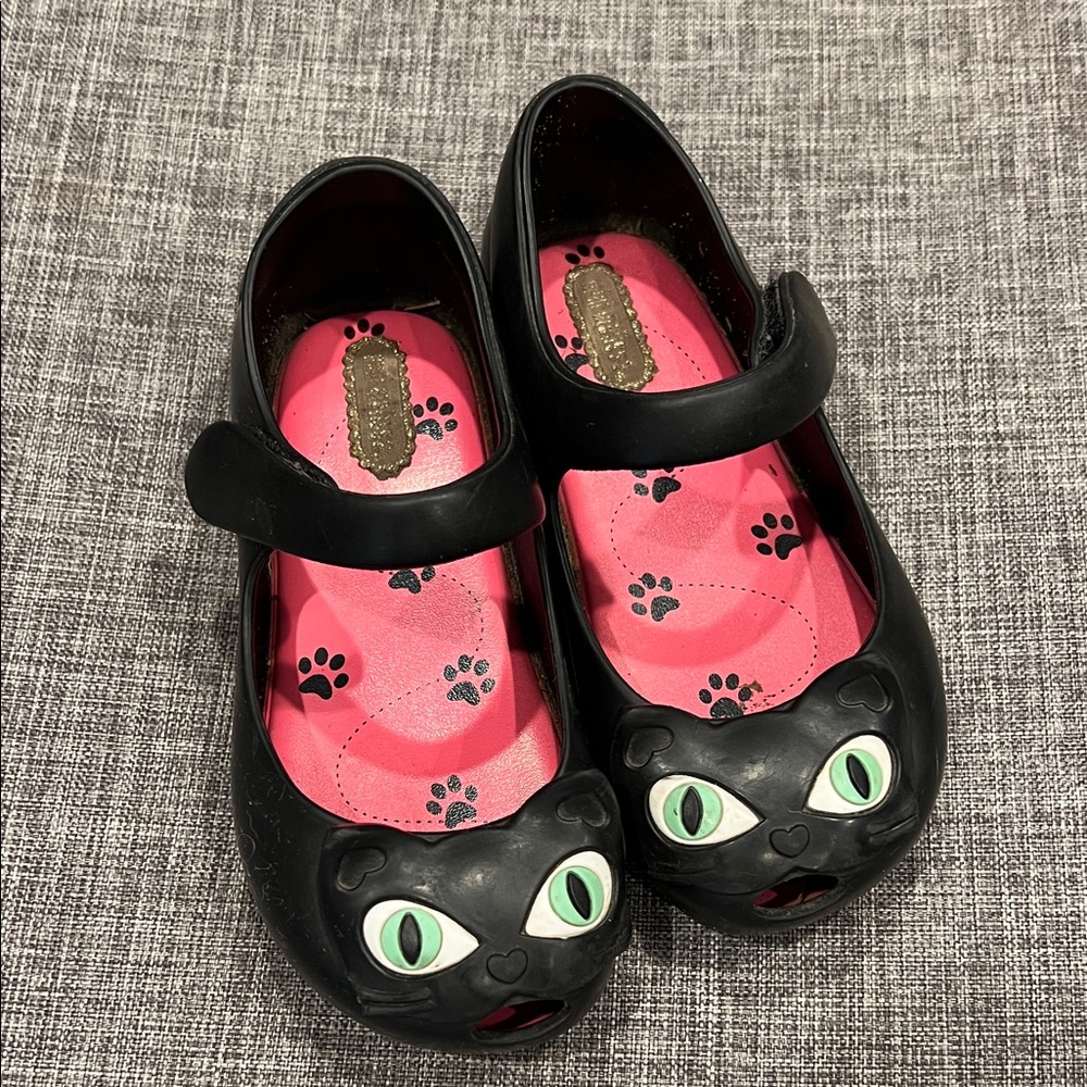 Mini Melissa Black Cat Kids Dress Shoes